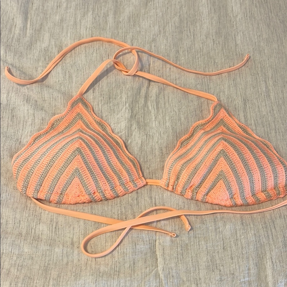 Wild Fable Striped Crochet Bikini Top